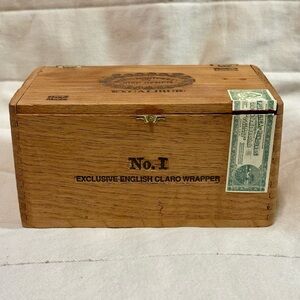 Wooden Cigar Box with Green Label